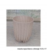 MACETERO RAYAS BLANCO CON DRENAJE 14.5 X 17