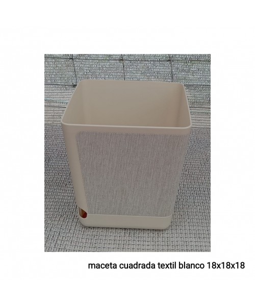 MACETA CUADRADA TEXTIL BLANCO (18x 18x18 cm)