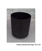 MACETA REDONDA TEXTIL NEGRO (19.5 x 20 cm)