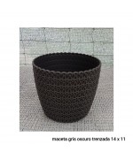 MACETA GRIS OSCURO TRENZADA (14 X 11CM)