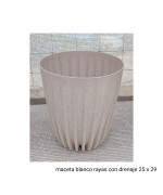 MACETA BLANCO RAYAS CON DRENAJE (25 X 29 CM)