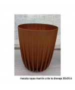 MACETA RAYAS MARRON CON RENAJE  (30 X 35.6)