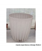 MACETA RAYAS BLANCAS CON DRENAJE (39 X 46.3 CM)