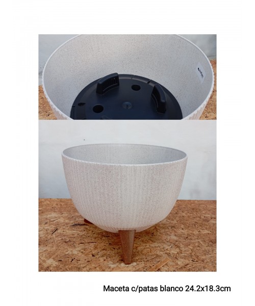 MACETA CON PATAS BLANCO (24.2 X 18.3 CM)