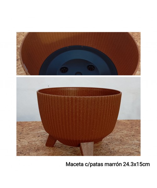 MACETA CON PATAS MARRON (24.3 x 15 CM)
